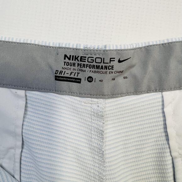Nike Golf Shorts Mens 40 Blue White Dri-FIT Tour Performance Lightweight Stripe - Picture 8 of 10